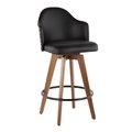 Lumisource Ahoy Counter Stool in Walnut and Black Faux Leather B26-AHOY WL+BK